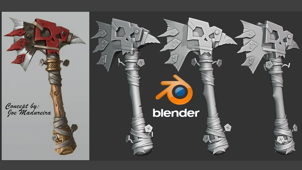 Blender 中的 Warhammer 斧头硬表面建模哔哩哔哩bilibili