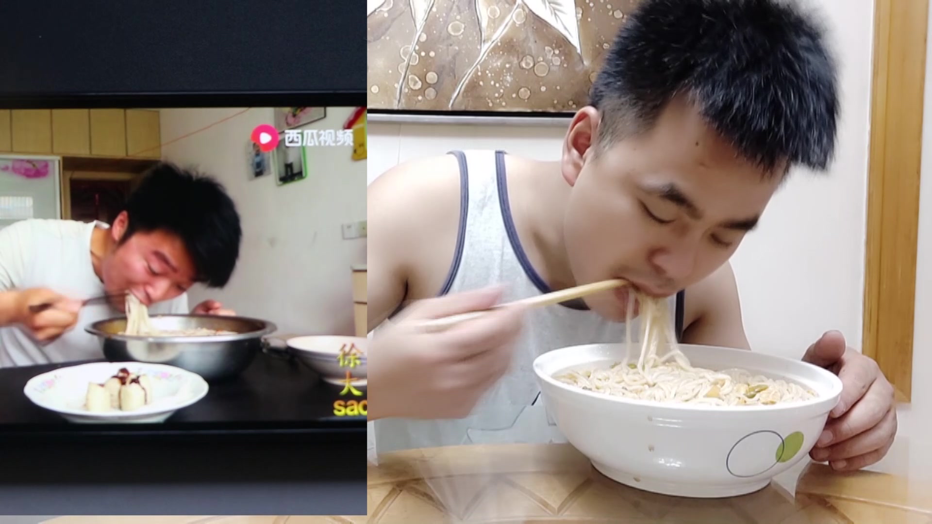 看大sao吃螺蛳粉很香,一次煮4包吃了一盆,果然不错,很满足_哔哩哔哩