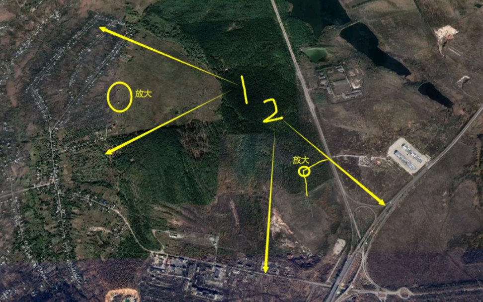俄军无人机航拍阿瓦迪夫卡东南森林附近的战壕