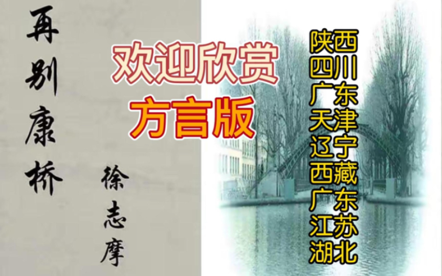 当网友用陕西话,四川话,广东话,天津话,辽宁方言,西藏方言,广东方言,江苏方言,湖北方言来朗诵《再别康桥》哔哩哔哩bilibili