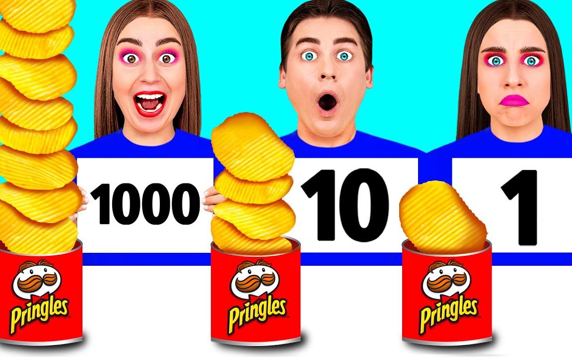 搞笑外国人:1到100薯片大挑战,谁能率先吃完嘎嘣脆的薯片呢?