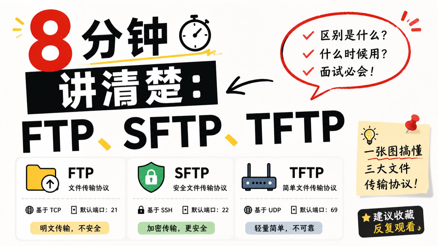 8 分钟讲清楚:FTP、SFTP、TFTP
