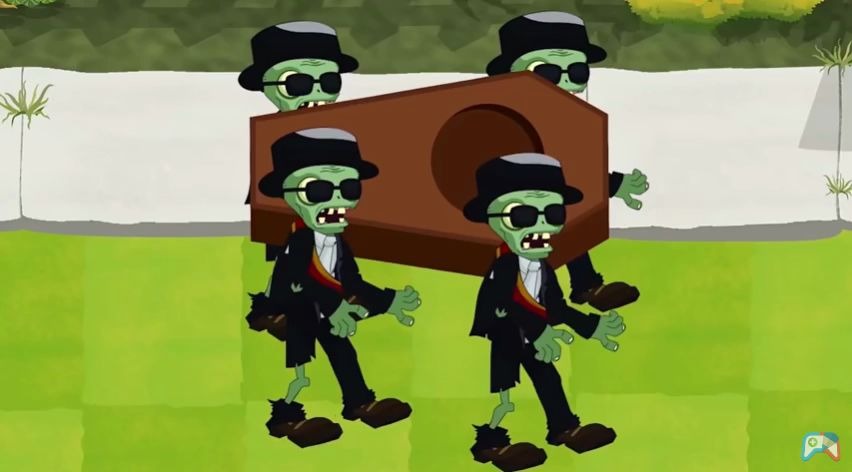 【卡通】植物大战僵尸-抬棺僵尸激烈的室內女女格鬥,打到口吐鮮血