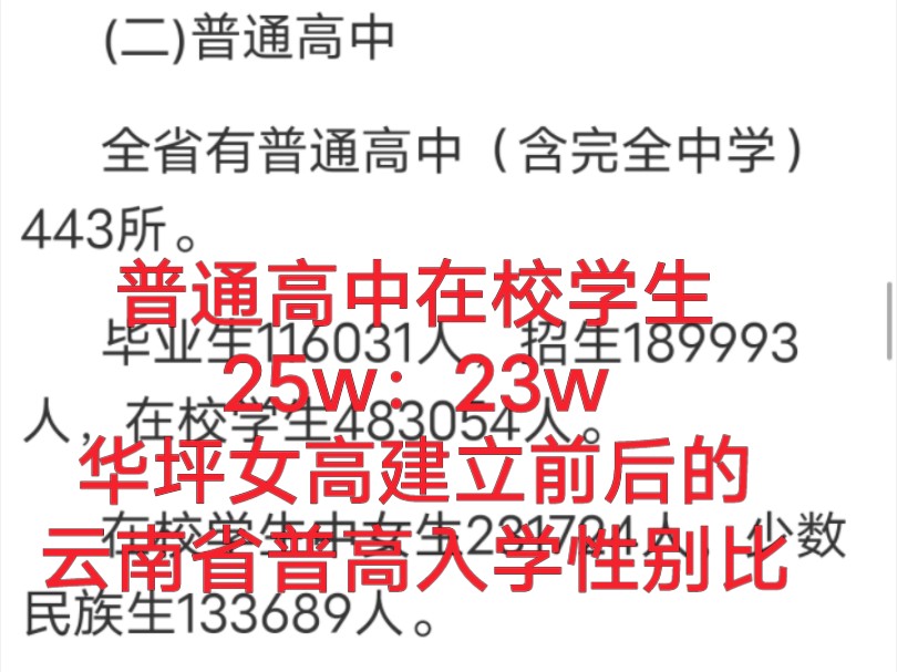 华坪的建立前后的云南省各教育阶段(仅算普高、普中)男女性别比哔哩哔哩bilibili