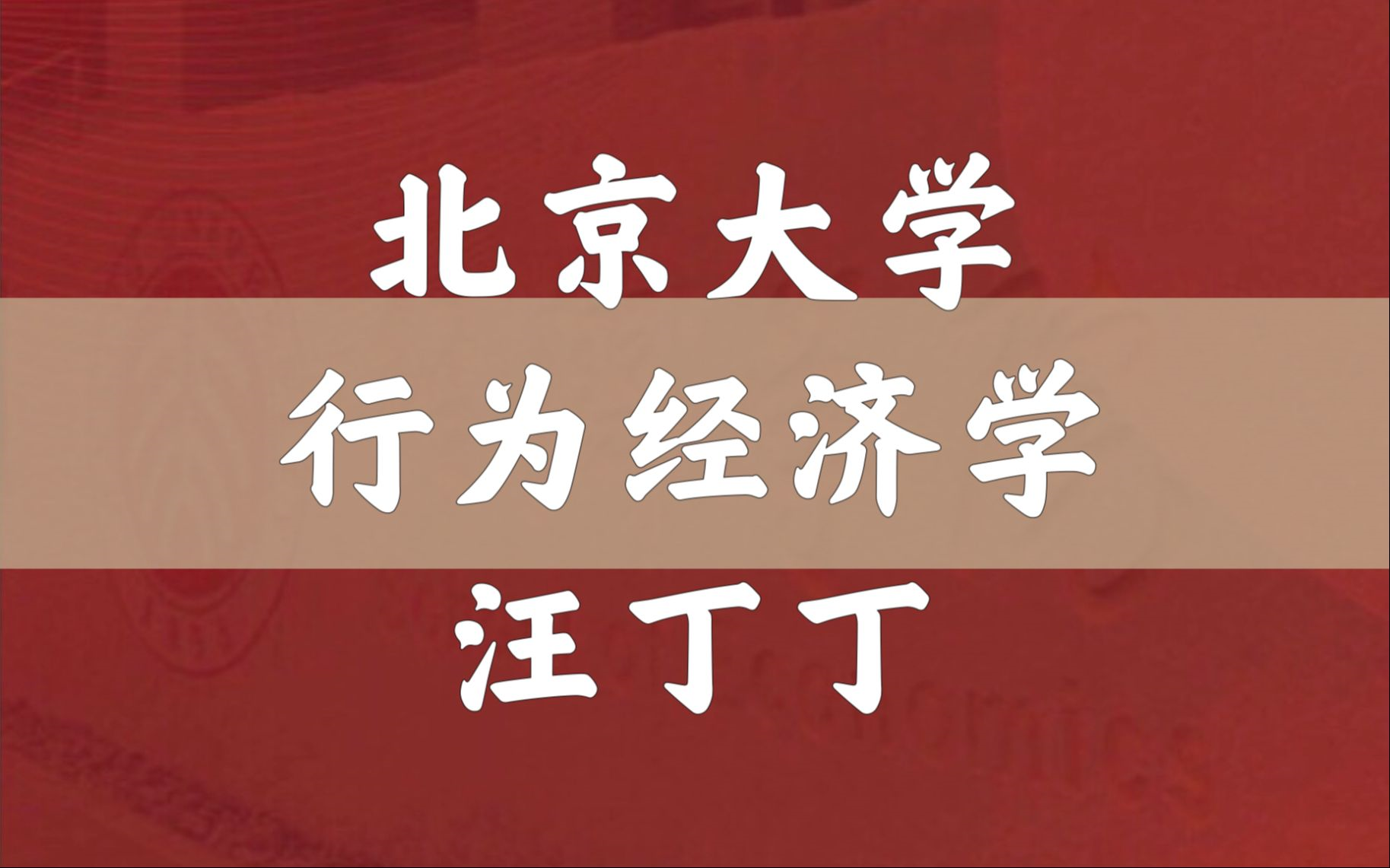 【北京大学光华管理学院】行为经济学(合20讲) 主讲:汪丁丁教授哔哩哔哩bilibili