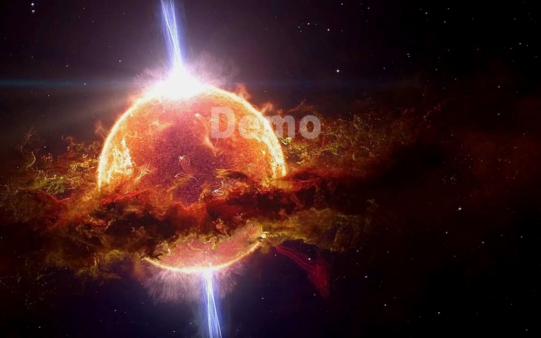 大屏素材v243震撼大气星球太阳火球粒子宇宙星空科幻科技动态视频素材