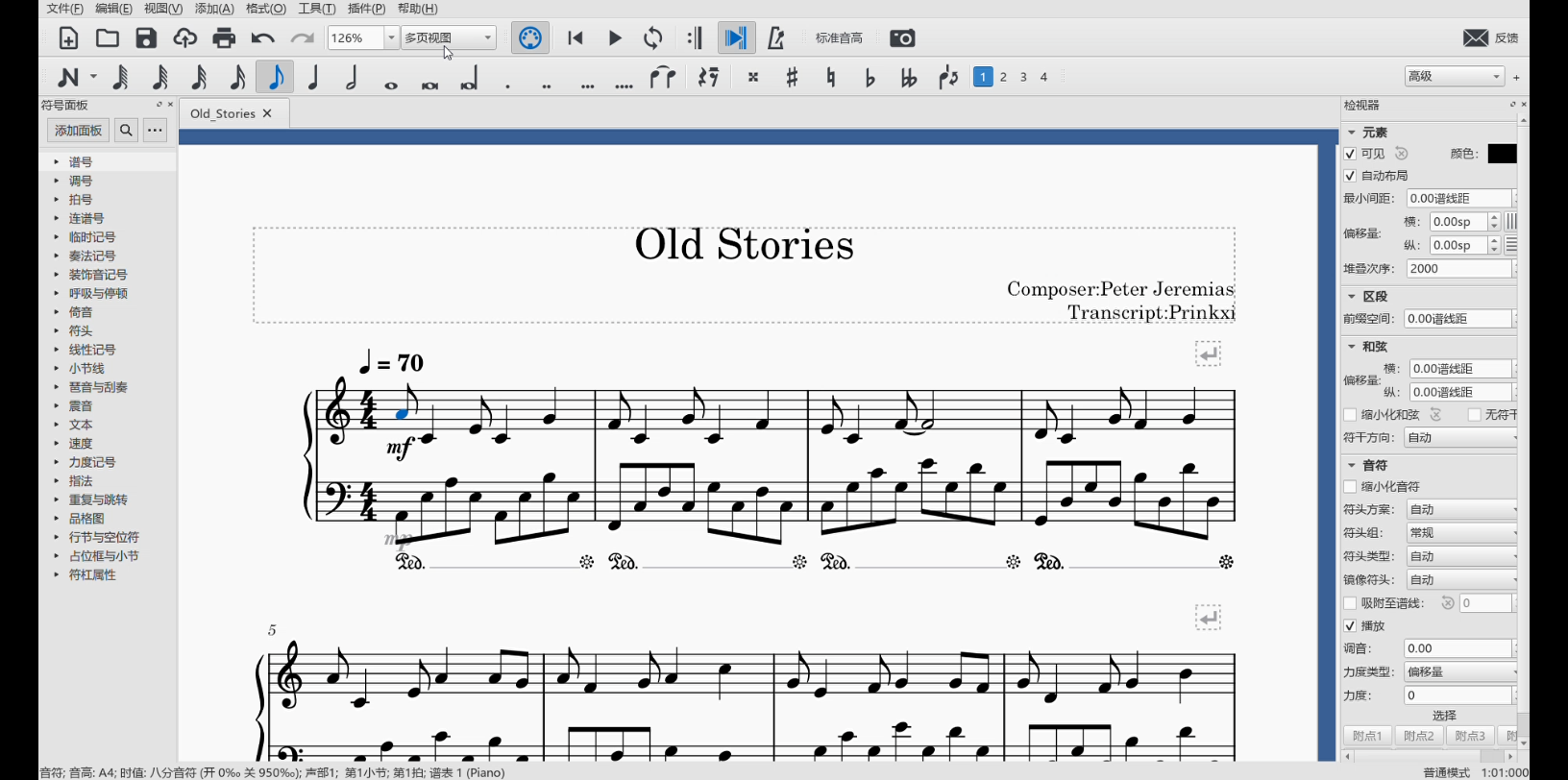 钢琴谱oldstoriespeterjeremias