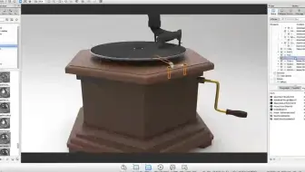 【C4D实战教程】仿古式留声机建造模型快速教学版