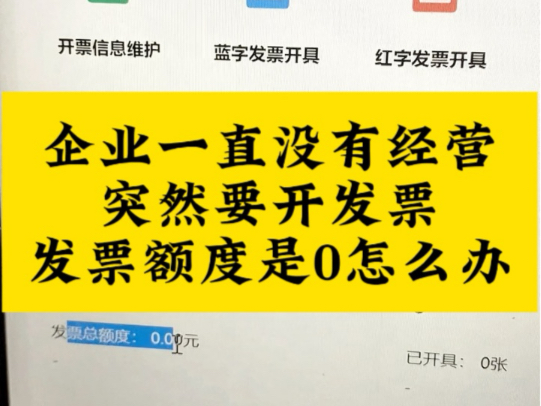 企业一直没有经营突然要开发票,发票额度是0怎么办哔哩哔哩bilibili