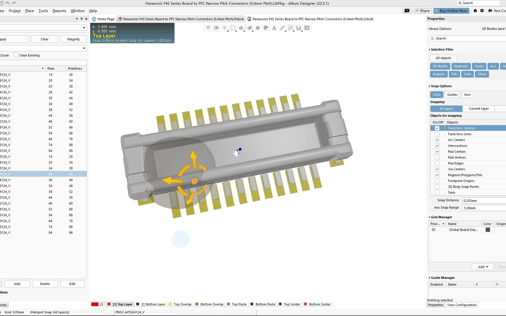 【封装库简介】5. 松下F4S系列板对FPC连接器PCB封装库哔哩哔哩bilibili