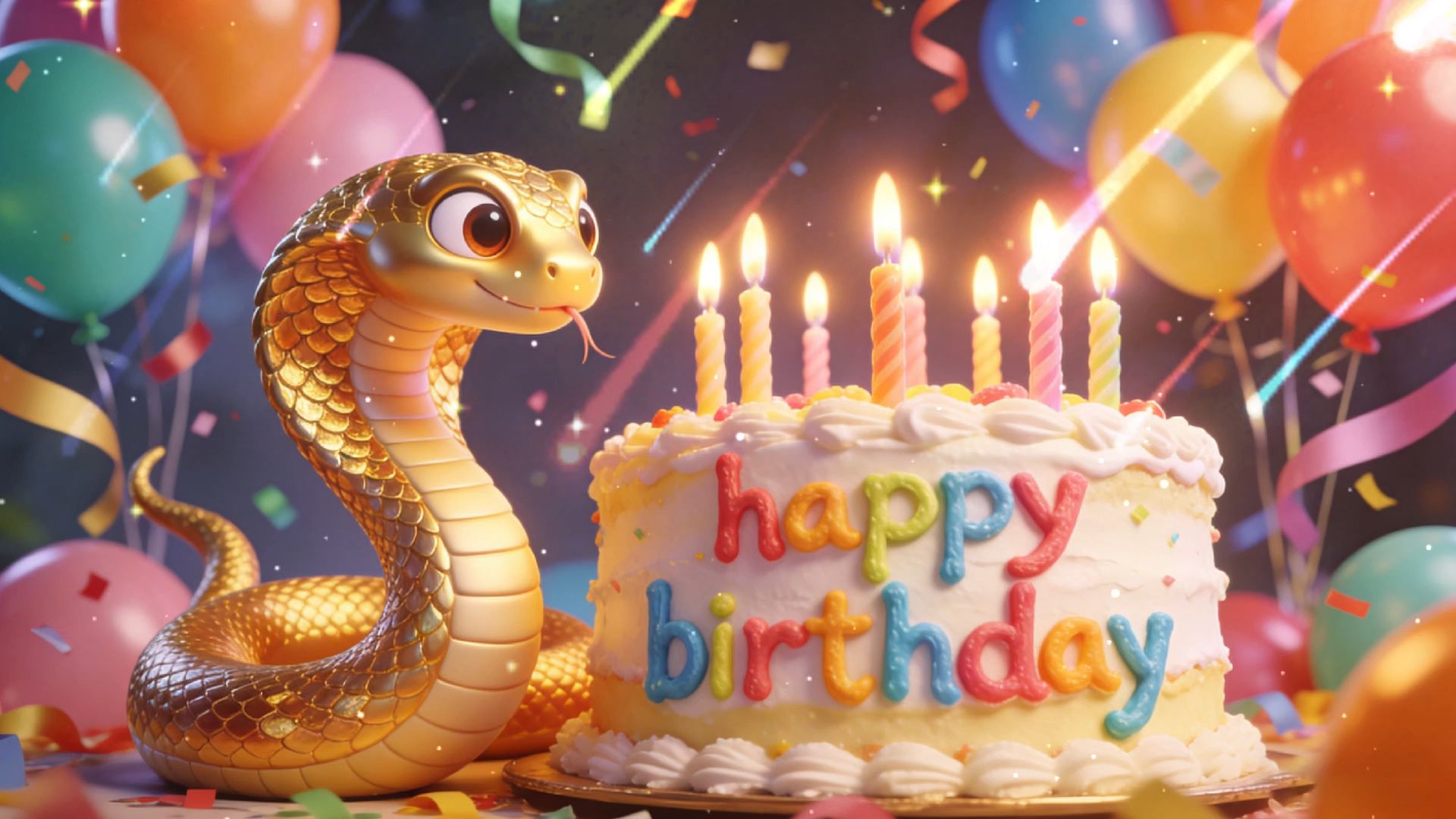 《生日快乐歌》给蛇年宝子们的祝福氛围,过生日大屏投屏必备!