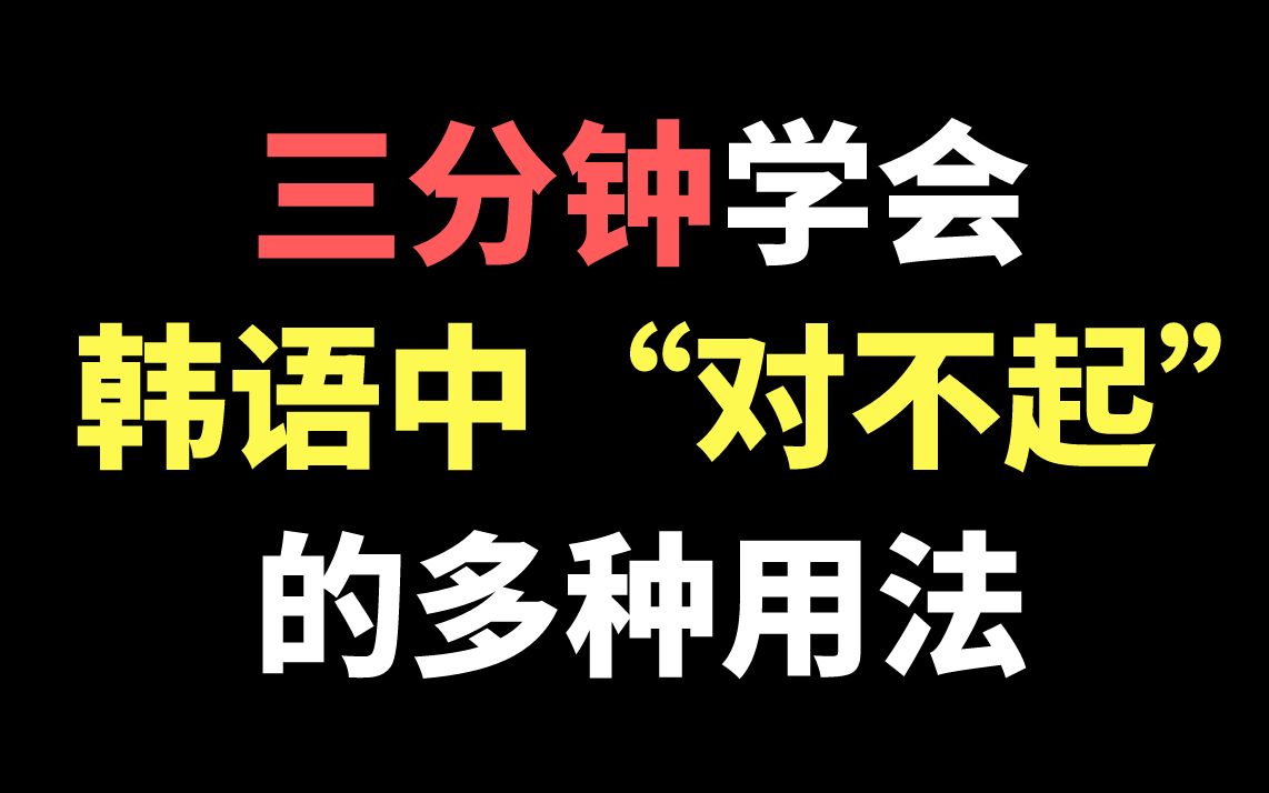 【韩语入门学习教程】你还在说“米阿内”嘛?在韩国“对不起”千万不能乱说!哔哩哔哩bilibili