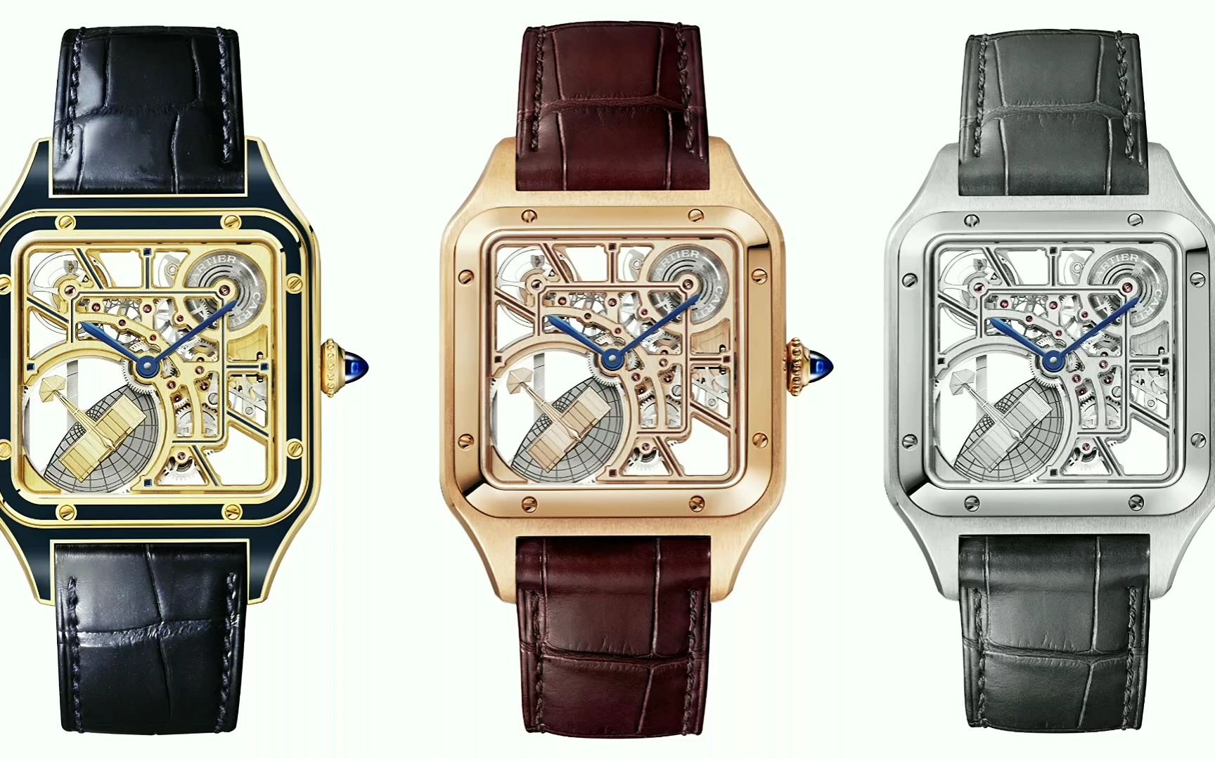 "小飞机摆陀"cartier卡地亚山度士系列镂空机械表"旋转飞翔小飞机"