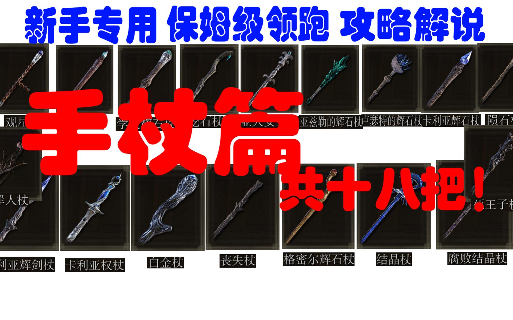 【艾尔登法环全武器收集手杖篇】共十八把!保姆级领跑防迷路细致攻略解说/观星杖、辉石杖、挖石杖、亚人女王杖、辉剑杖、卡利亚权杖、白金杖、丧失杖...