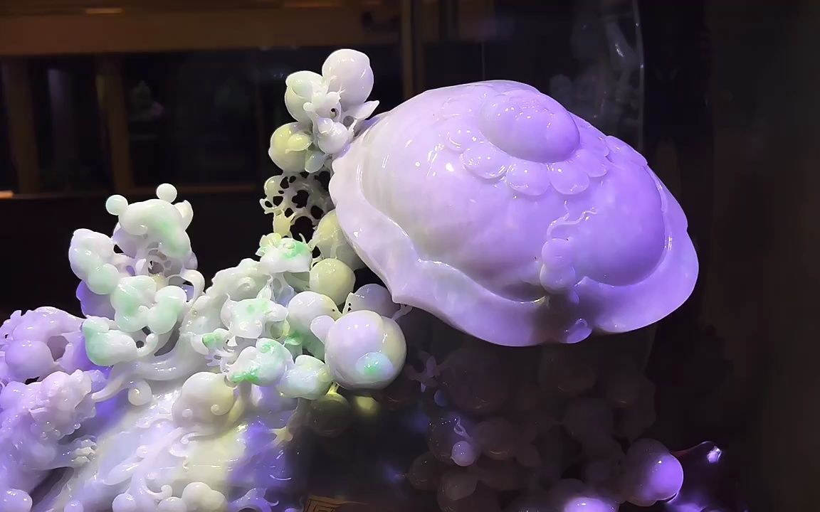 天然缅甸玉石a货春彩紫加绿吉祥如意翡翠摆件办公室客厅意境摆件