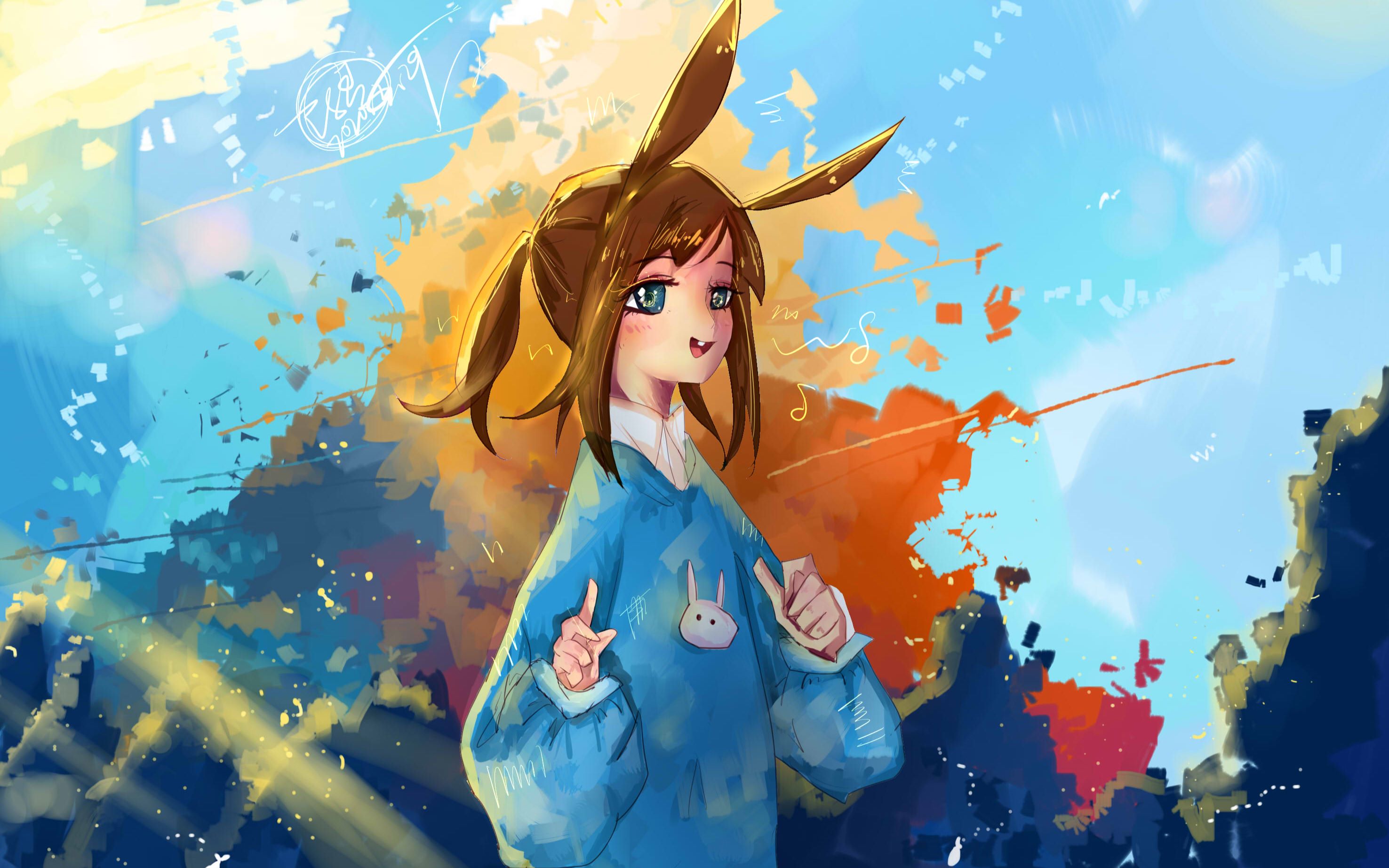 晴天下的兔耳娘【图层刮画】用橡皮擦上色~_哔哩哔哩 (゜-゜)つロ