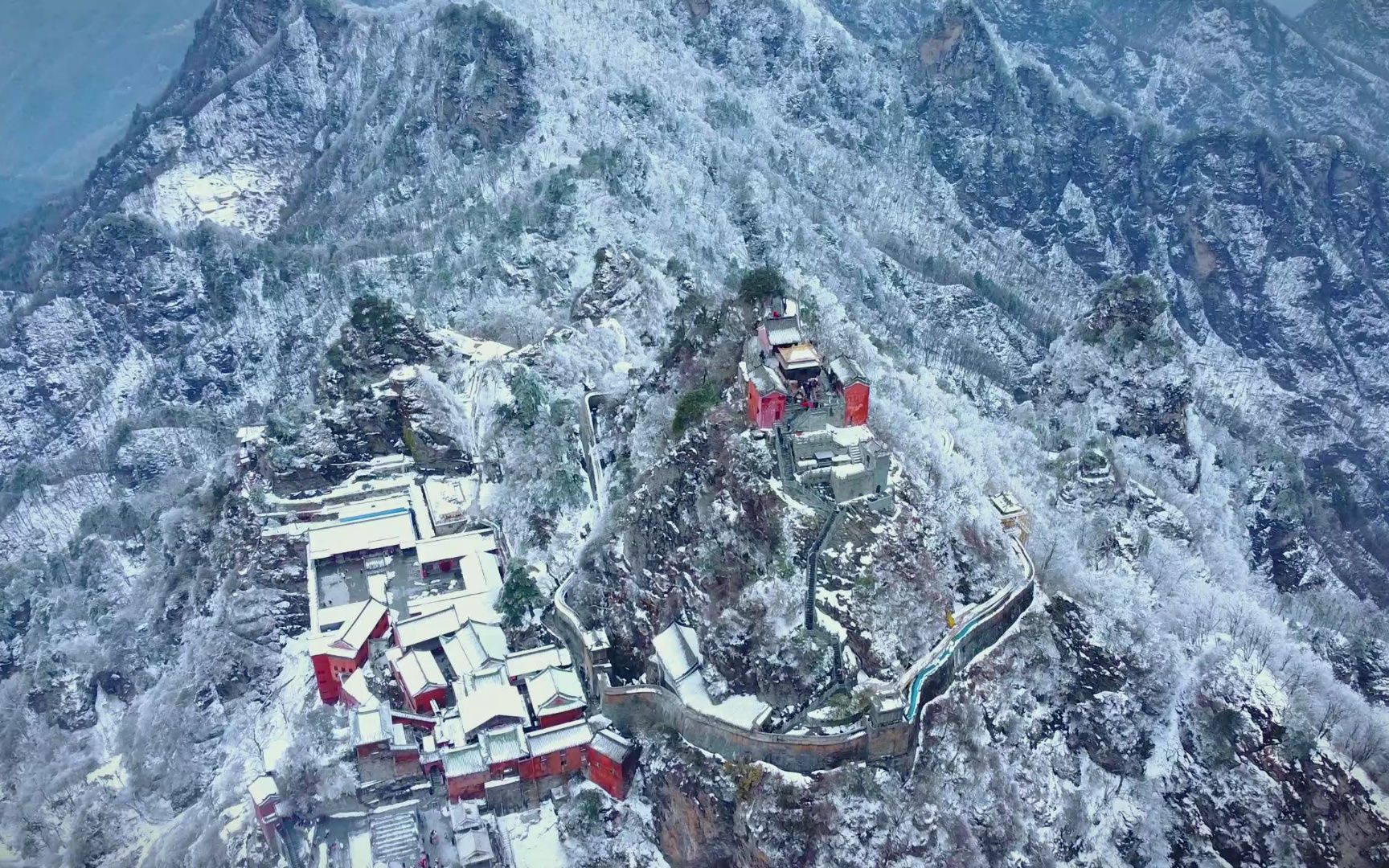 【航拍 】雪中仙境|武当山金顶