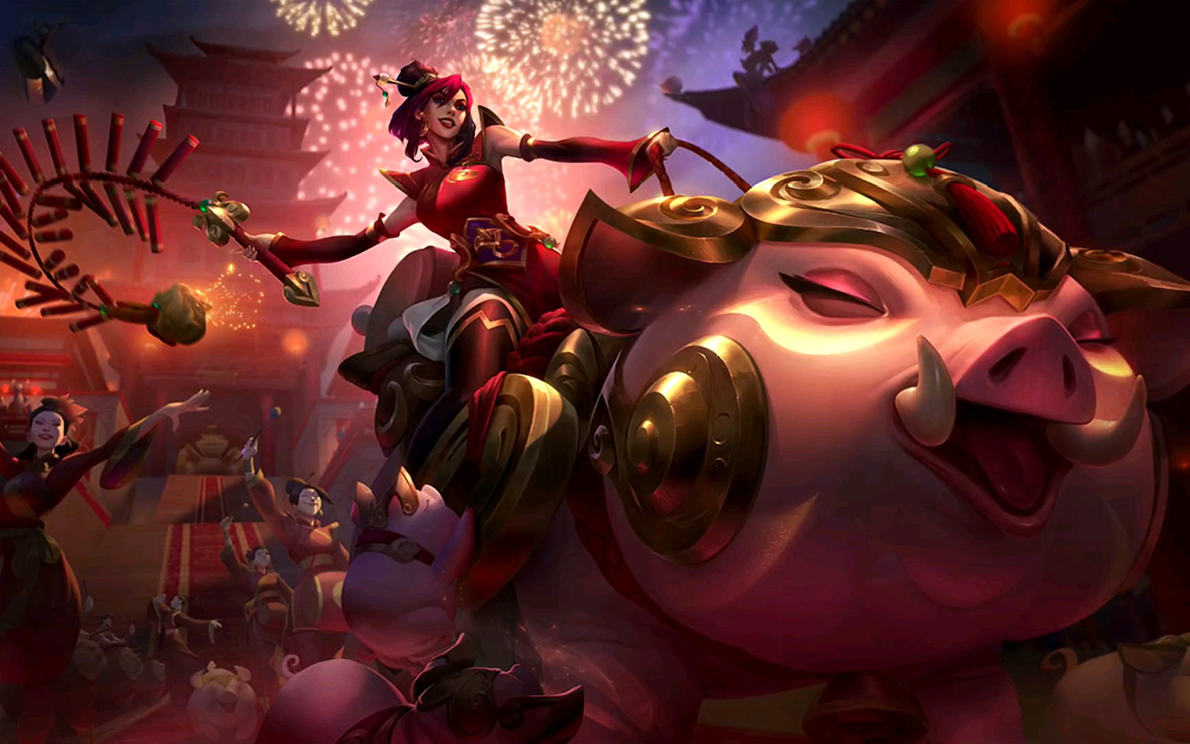 英雄联盟猪年春节皮肤猪妹 薇恩(含至臻)塔姆技能特效展示