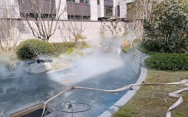 郑州市登封嵩岳府景观造雾雾森系统安装调试成功