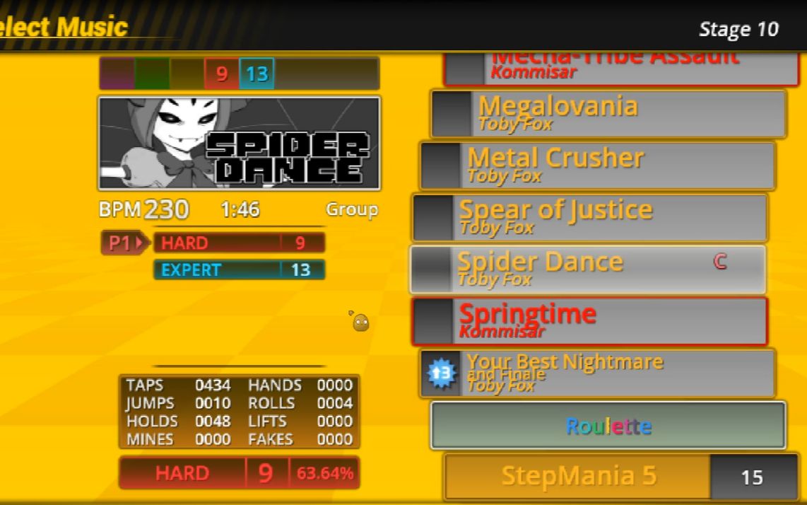 新手玩stepmania传说之下玛菲特战斗曲spiderdance