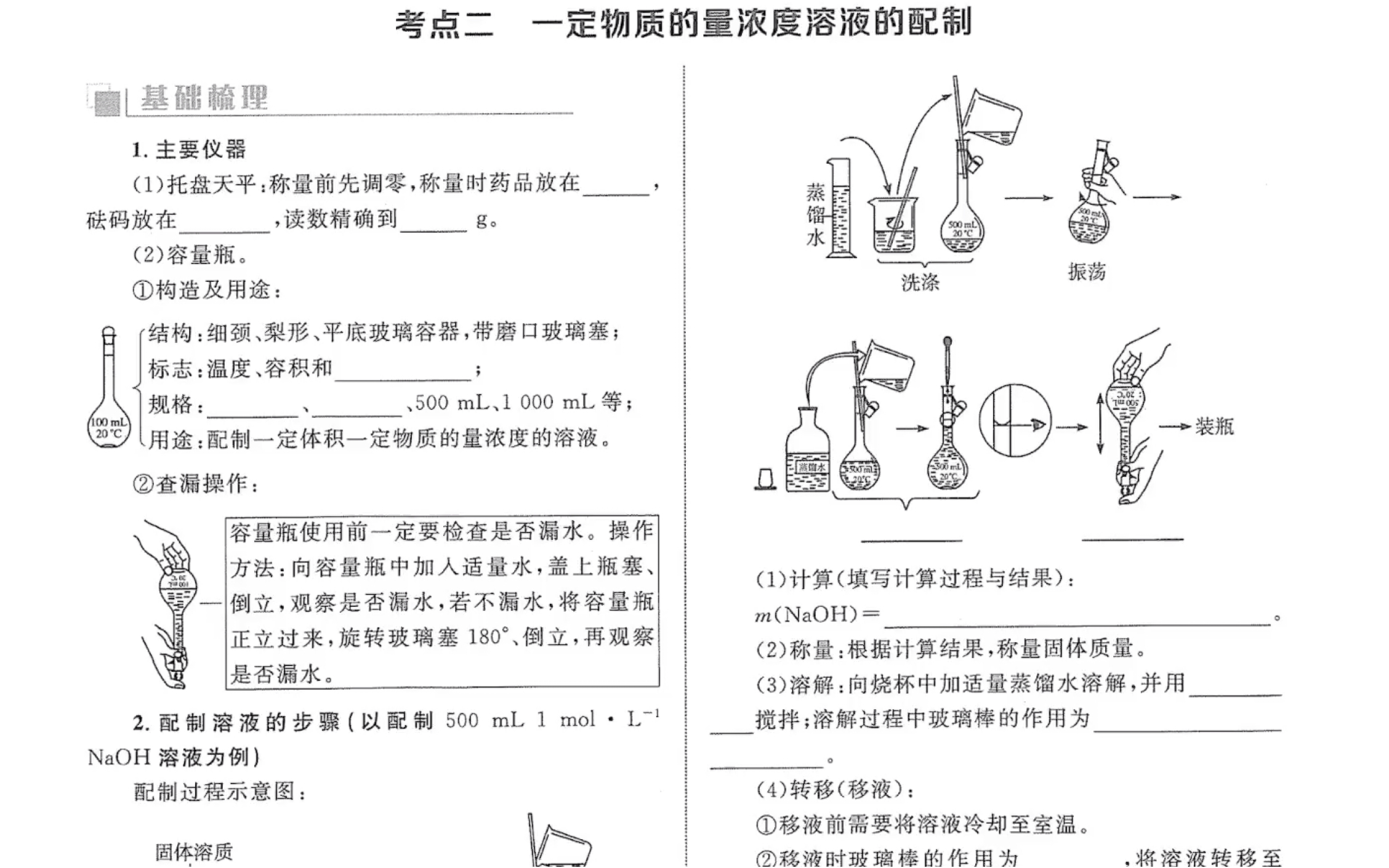 《优化设计》第1章第4讲考点二一定物质的量浓度溶液的配制哔哩哔哩bilibili