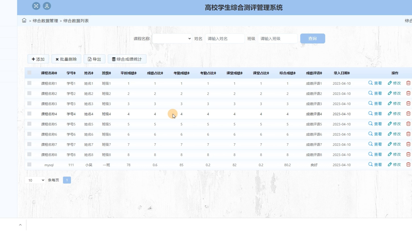 (附论文)JavaWeb基于ssm的高校学生综合测评管理系统(080)哔哩哔哩bilibili