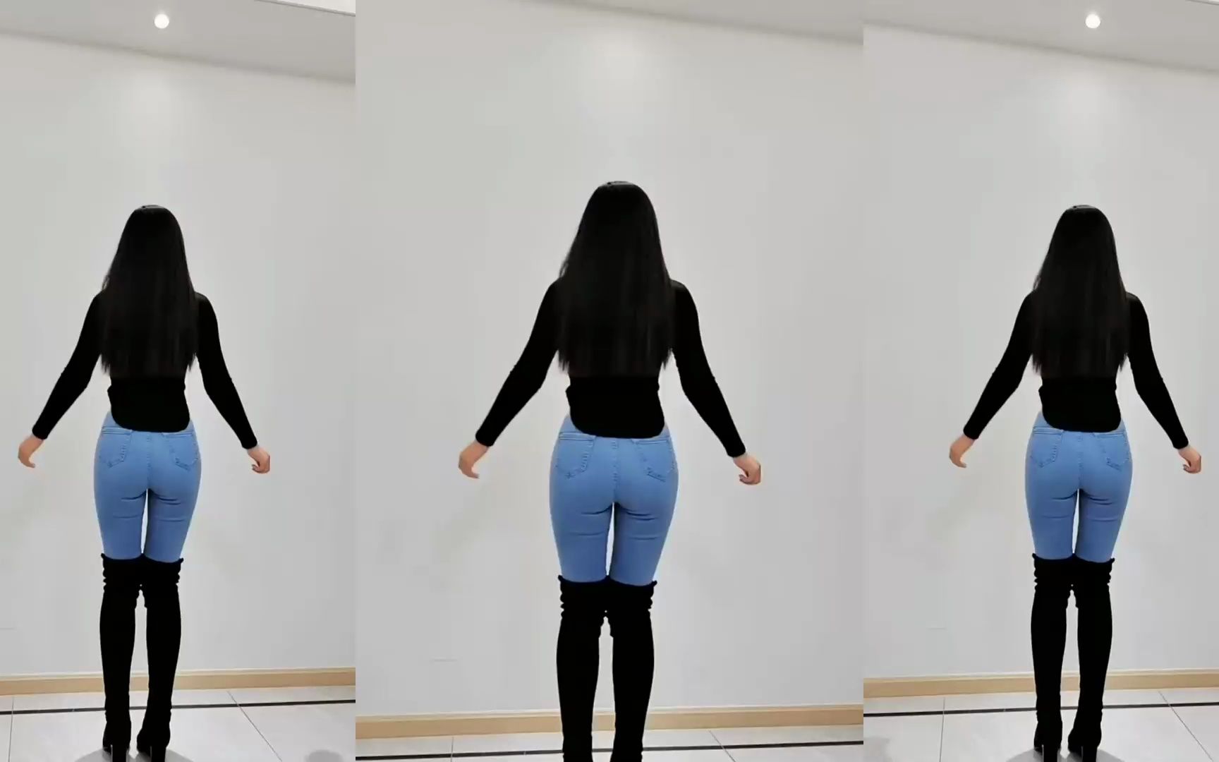 随性摇摆的紧身牛仔裤,这个背影你喜欢吗