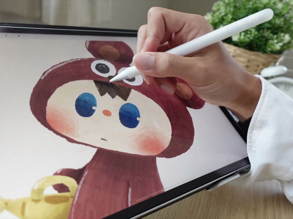 浇水的小熊角色插画绘画过程 marimo