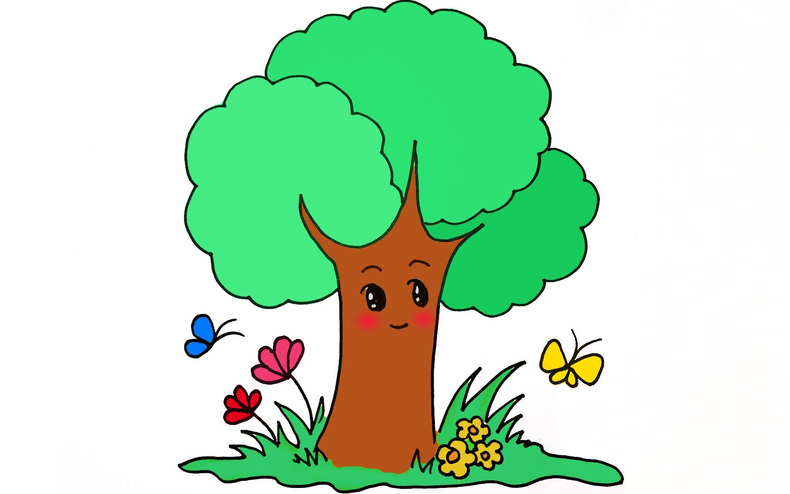儿童学画大树图片
