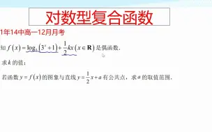 下载视频: 高一典例，对数型复合函数的综合问题，有解的含义知道如何转化吗