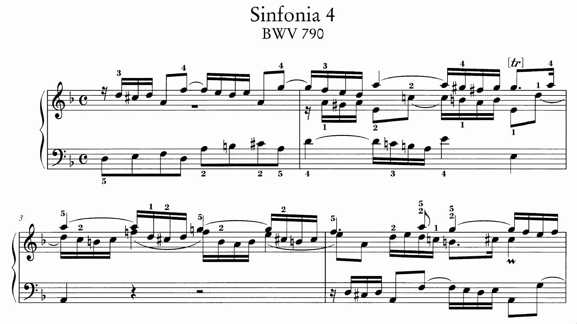 【羽管键琴】 巴赫 - 三部创意曲第4首 bwv 790(1720-1723)