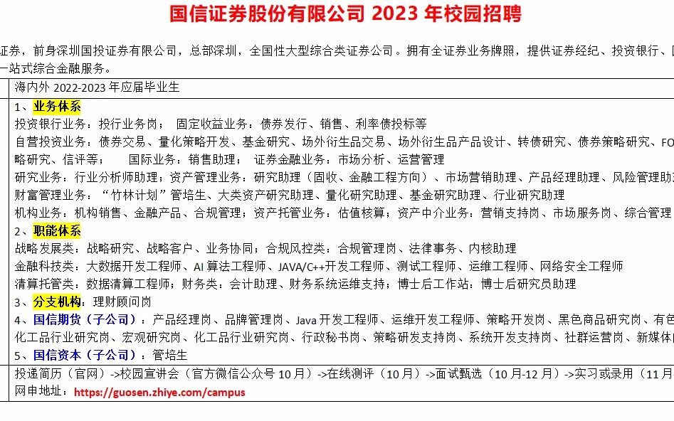 大型国企券商,国信证券23年校招开启哔哩哔哩bilibili