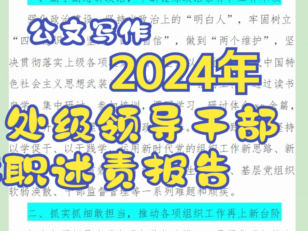 县处级领导干部2024年述职述责报告哔哩哔哩bilibili