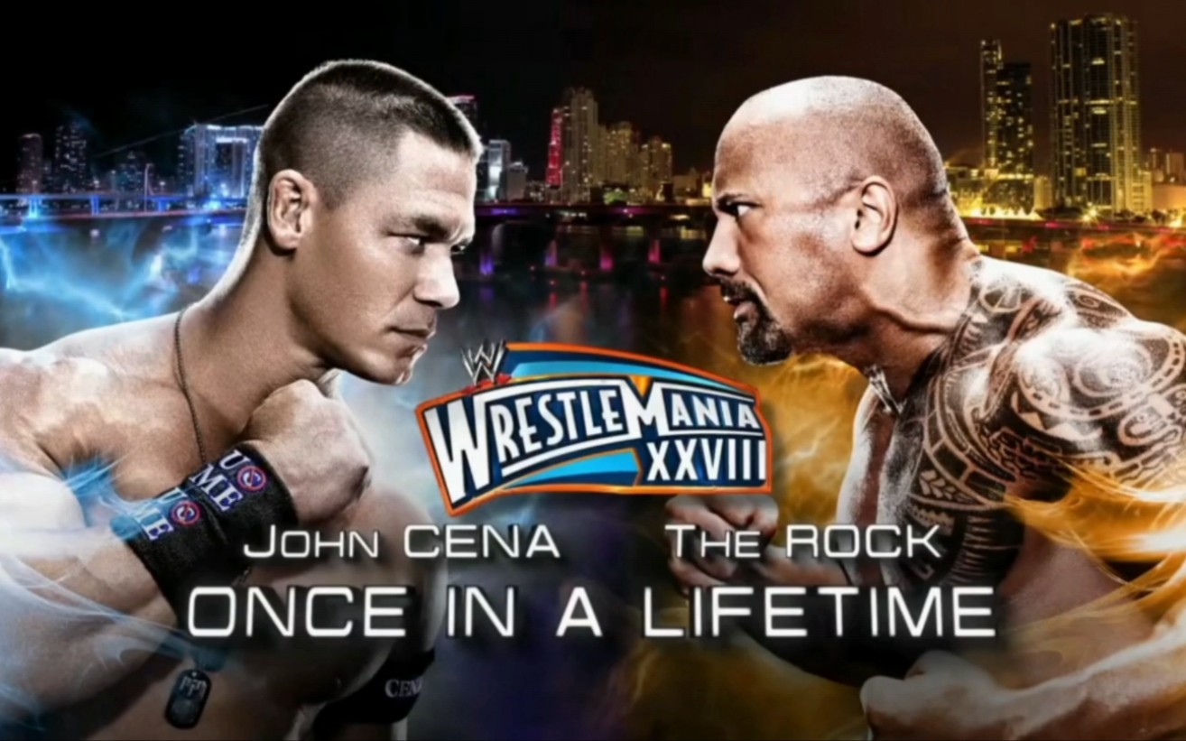 约翰塞纳vs巨石强森,世纪对决第一场,两大顶级巨星的第一次交锋!