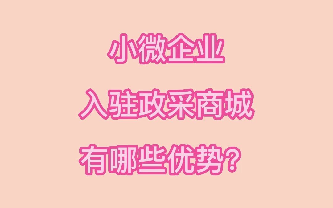 小微企业入驻政采商城有哪些优势?哔哩哔哩bilibili