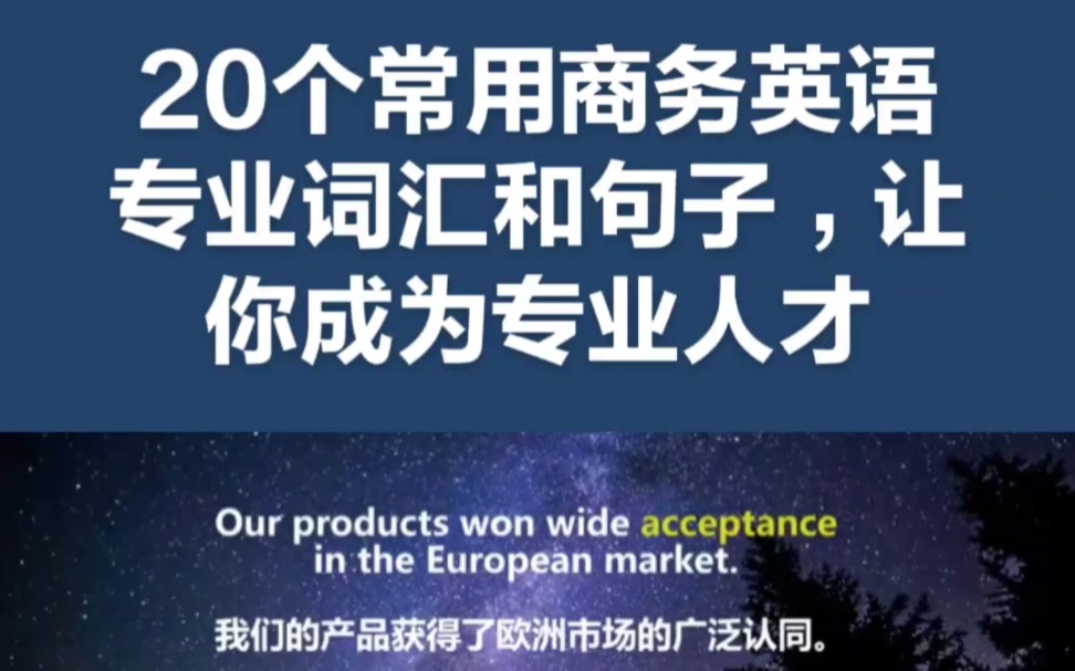 20个常用商务英语专业词汇和句子,让你成为专业人才哔哩哔哩bilibili