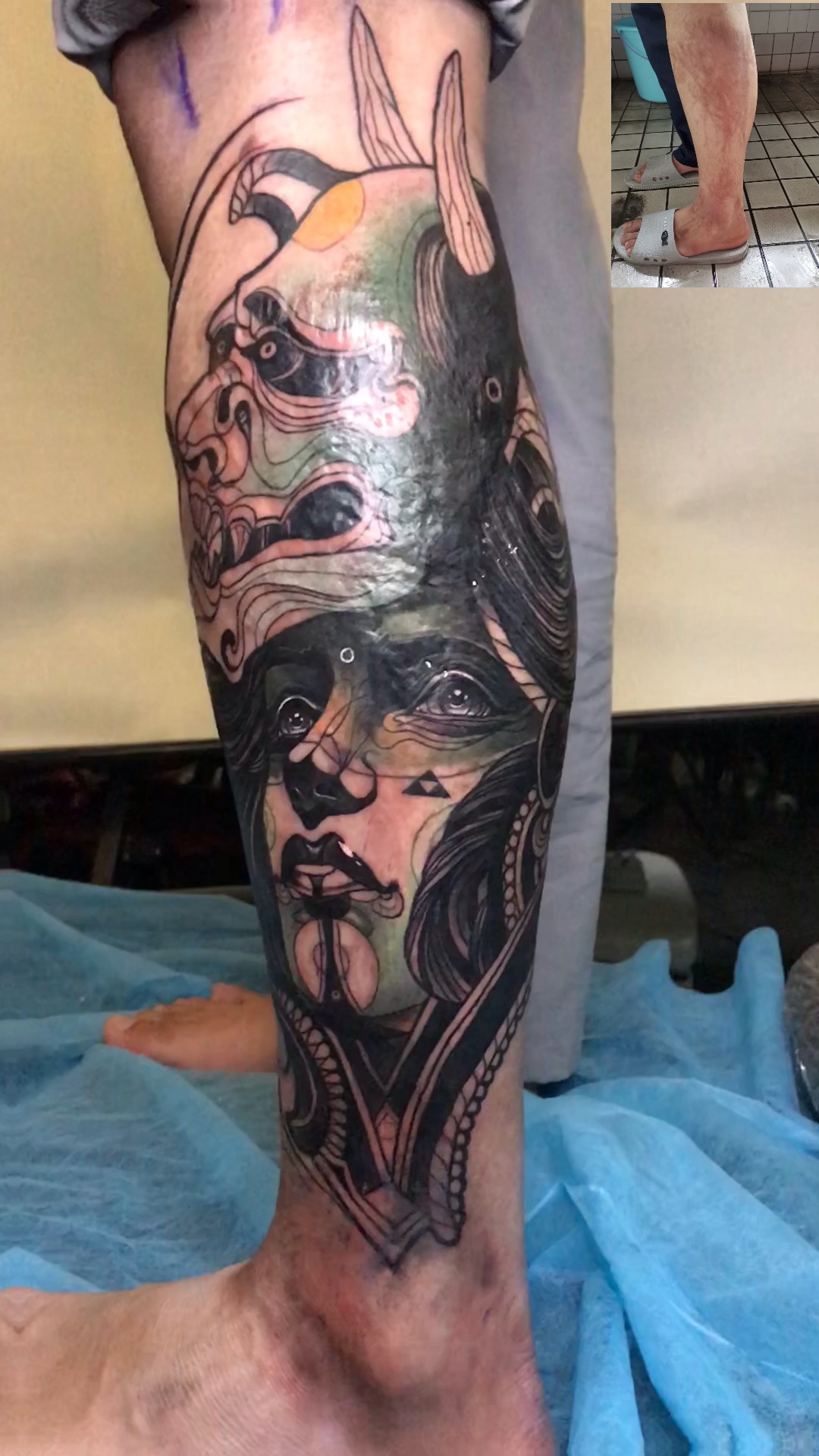 纹身遮盖小腿大面积的烫伤疤下回继续战斗