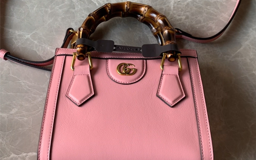 gucci diana 竹节手袋 粉色mini开箱_哔哩哔哩_bilibili