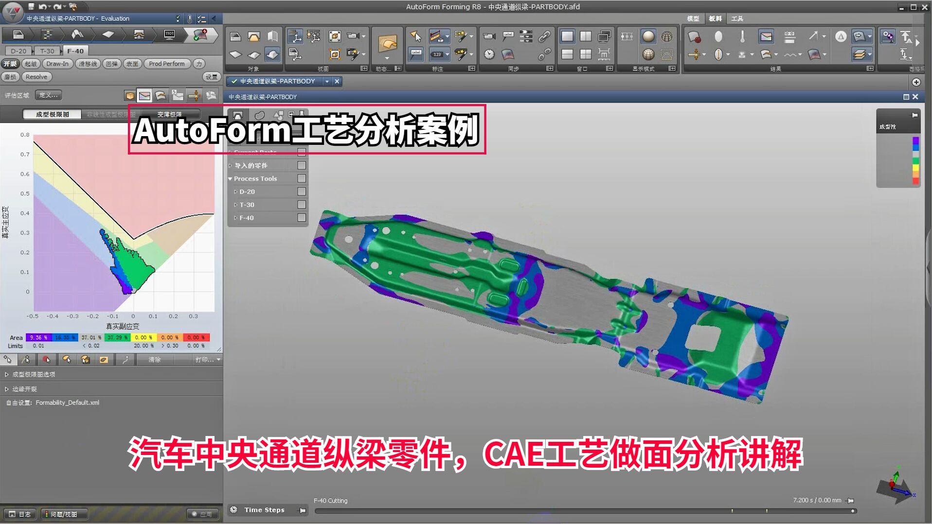 CAE工艺分析案例:汽车中央通道纵梁零件,autoform工艺做面分析讲解哔哩哔哩bilibili