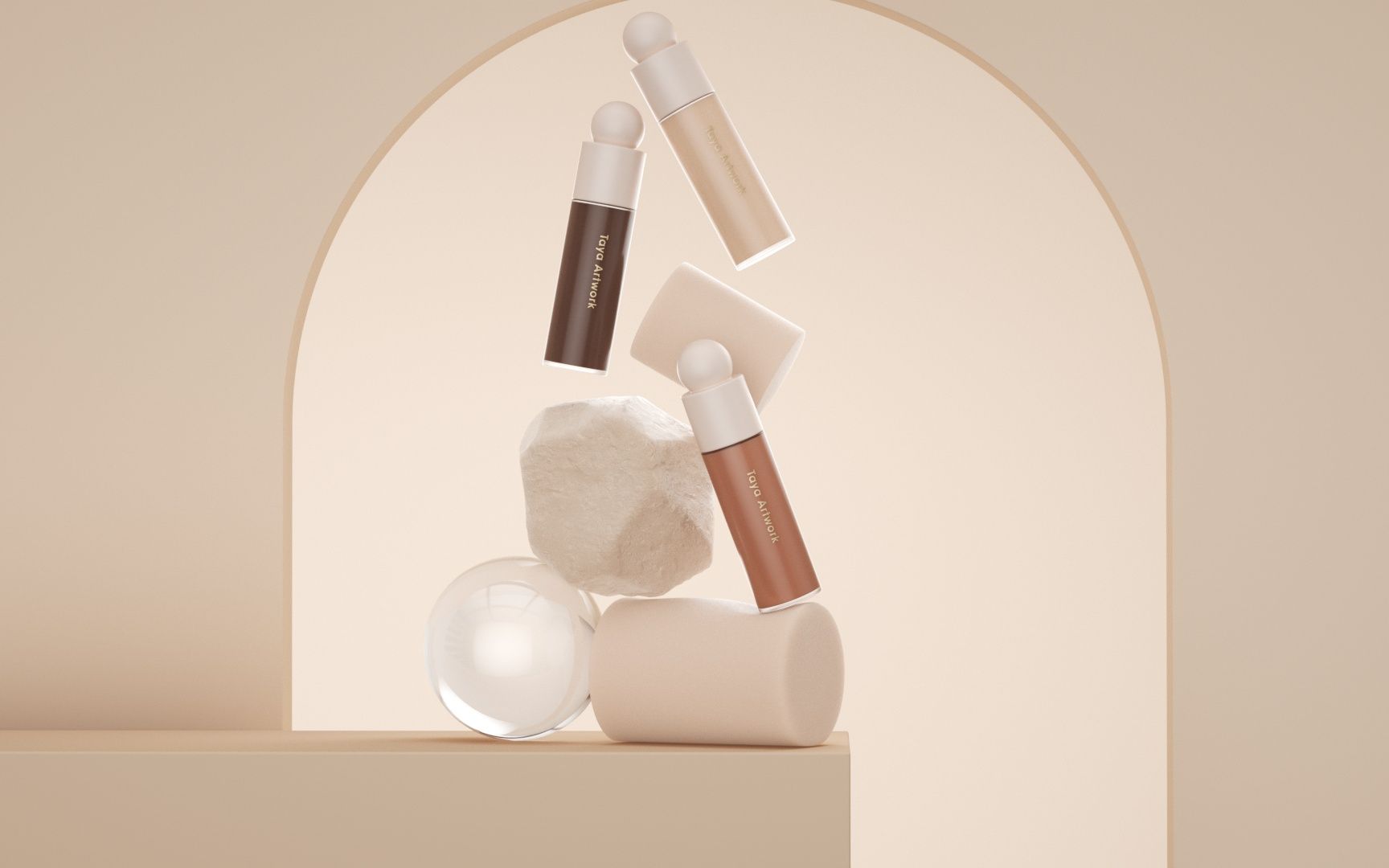 个人c4d渲染练习作品——粉底液广告