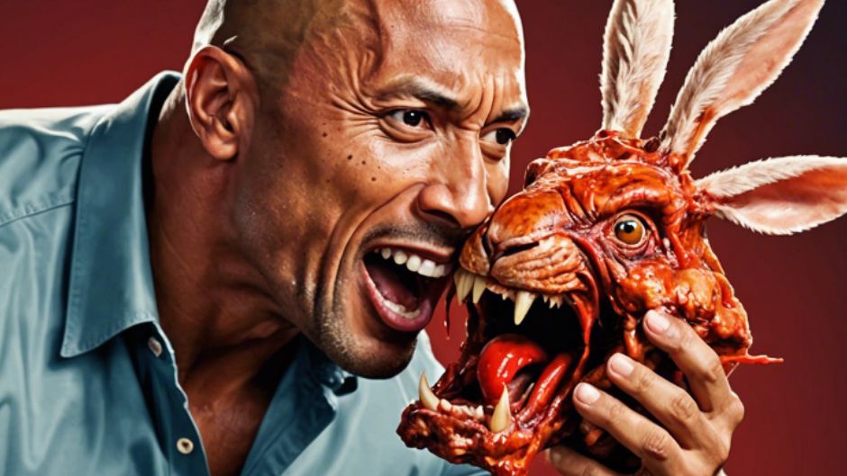 【cyf/ai】巨石强森吃麻辣兔头!