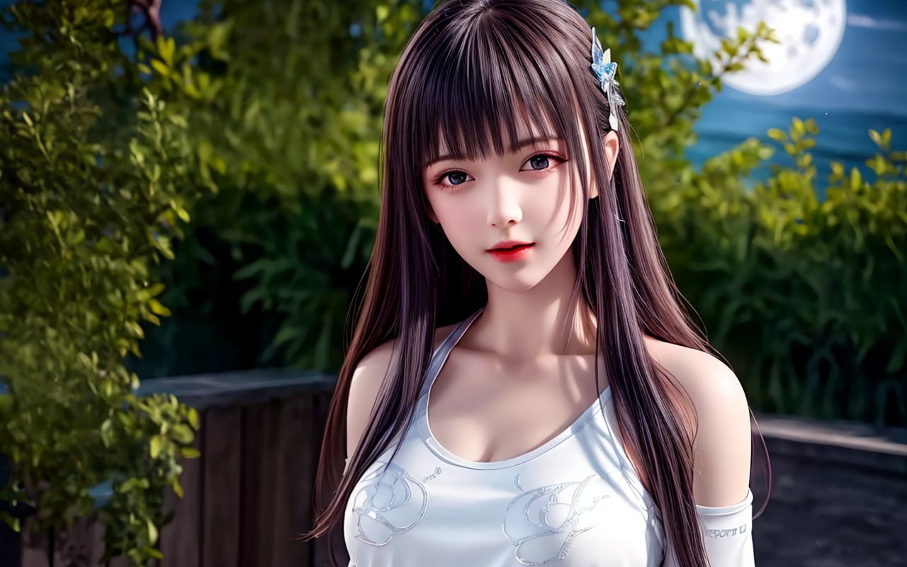 ai国漫女神小蝶,换上现代装和黑发,颜值更高