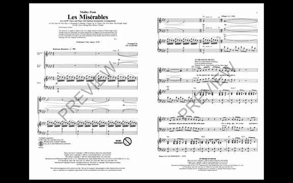 [图]Les Miserables 悲惨世界歌曲合唱串烧，附演奏和合唱谱