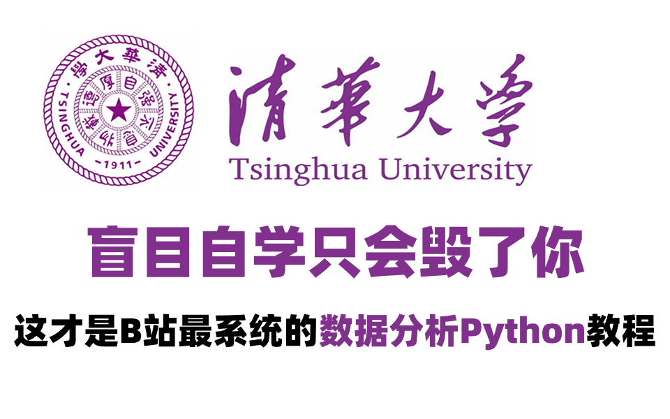 [图]【整整600集】清华大学195小时讲完的数据分析Python教程，零基础入门到精通全套教程，全程干货无废话（含实战项目、BI可视化报表、AI人工智能，数据挖掘）