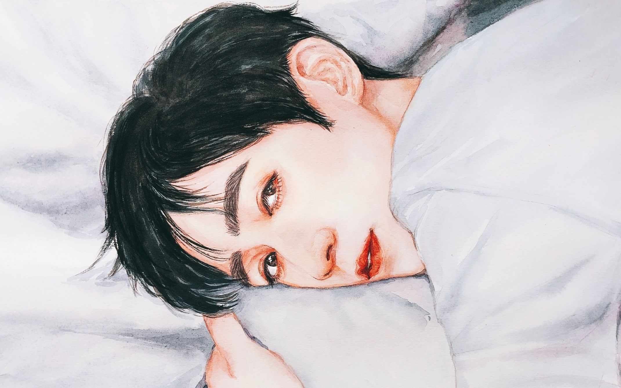 【水彩绘画】【朱一龙】闭眼上色-拢龙这么盯着你顶得住么_哔哩哔哩