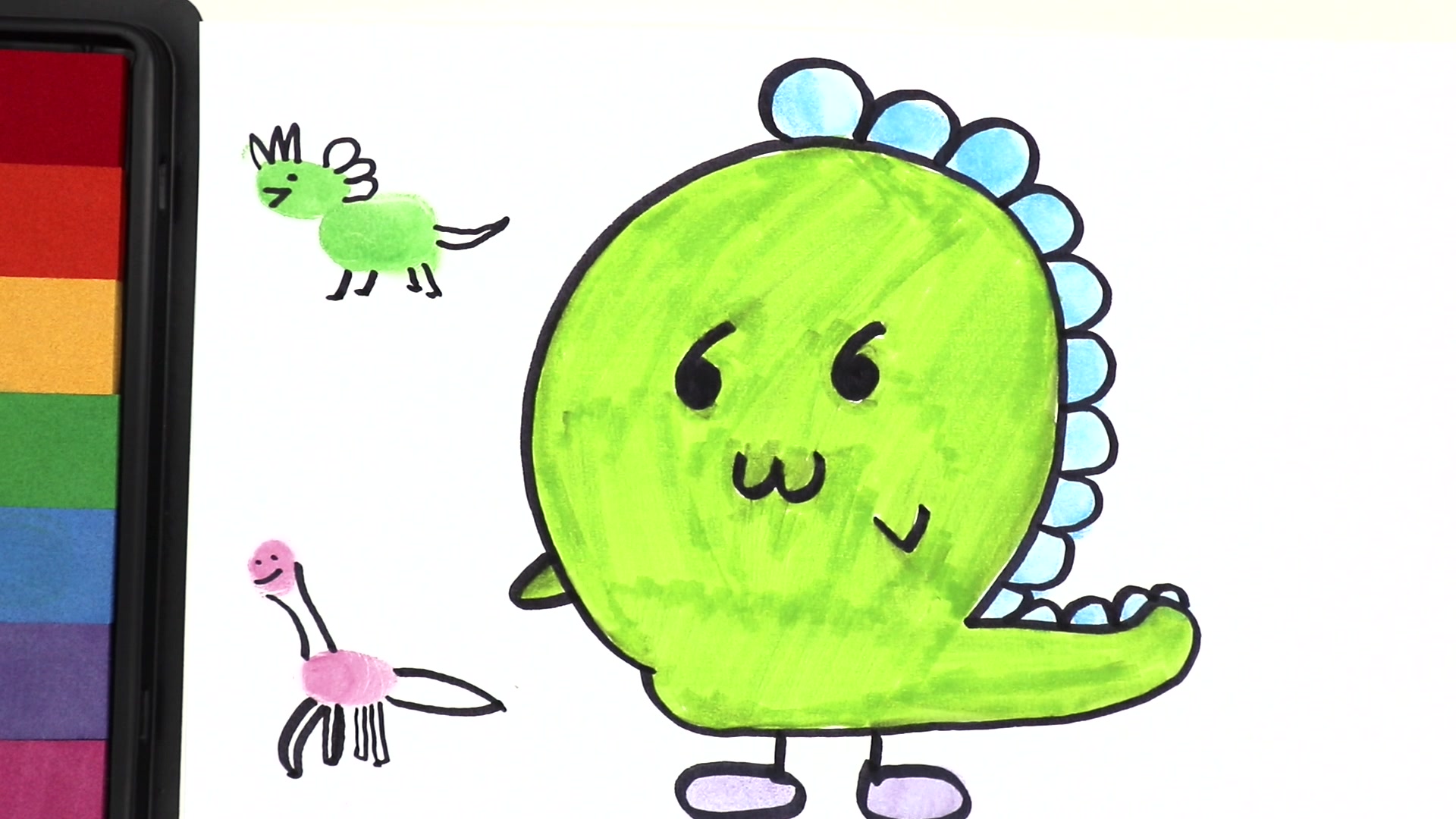 宝宝简笔画1 可爱小恐龙 手指画