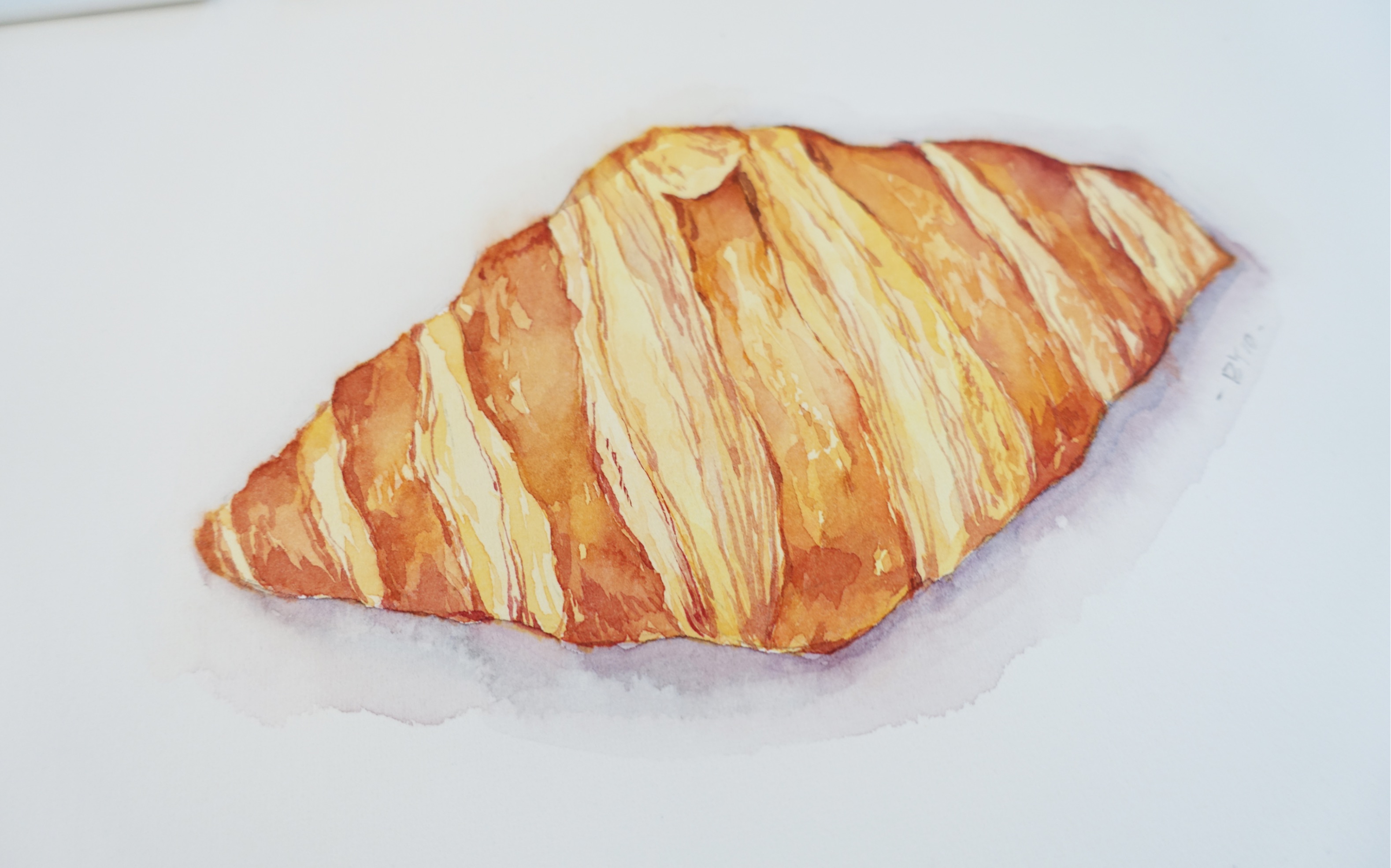 活动作品水彩教程牛角包怎么画的蓬松酥软