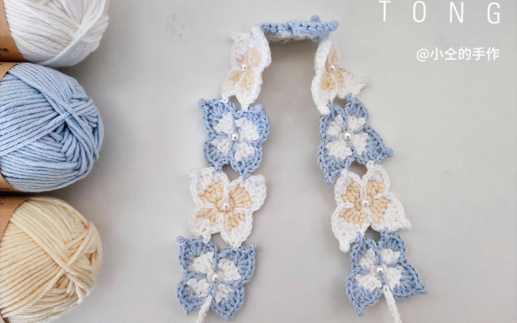 钩针发带——梦游93蝴蝶(视频教程)