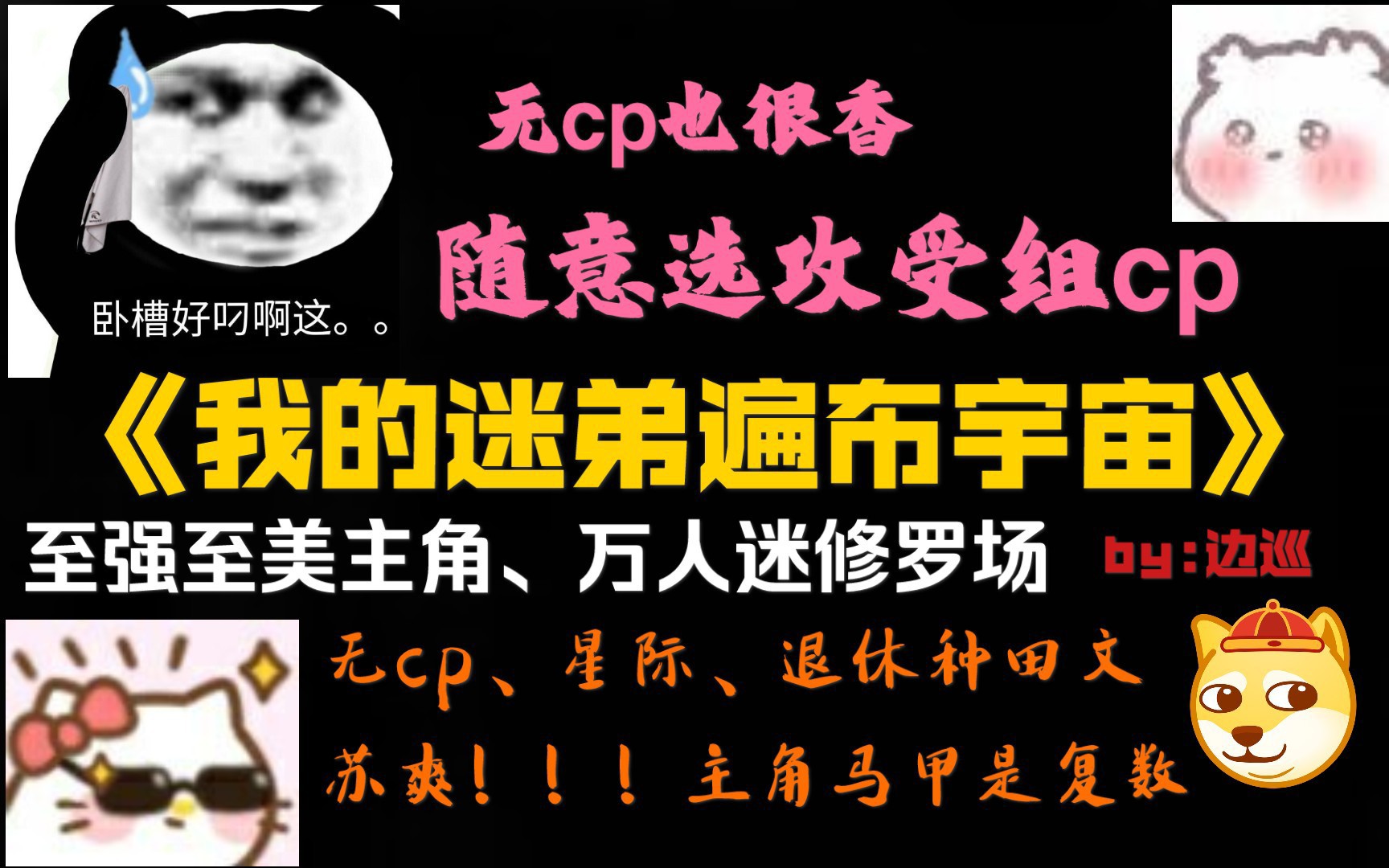 【原耽推文】无cp也很香|随意选攻受组cp|万人迷修罗场|苏爽|主角马甲是复数|《我的迷弟遍布宇宙》(十二路人a)哔哩哔哩bilibili