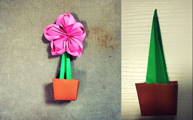 纸在乎你 手工折纸:花盆折纸